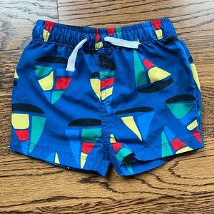 Hanna Andersson Baby Woven Swim Trunks. 12-18 months